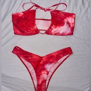 Shein Medium Bikini Set - Hot Pink and White (Top & Bottom)